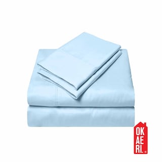 Foto 6 | Juego De Sábanas Okaeri De 200 Hilos, 4 Piezas, Color Celeste, 2 S - Venta Internacional.