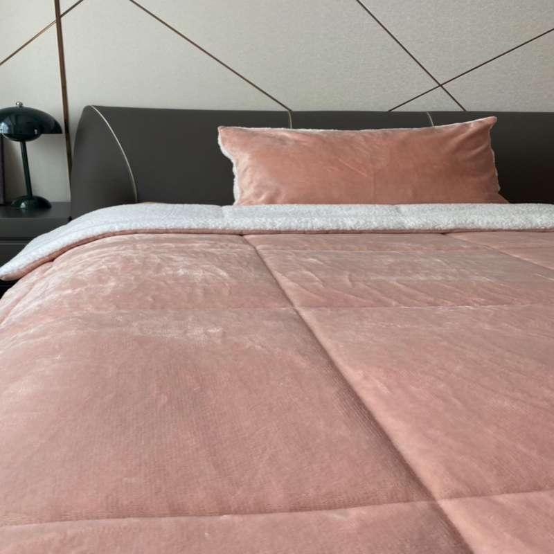 Foto 2 | Manta Sherpa De 1,5 Plazas, Color Rosa, Con Funda De Almohada, 160 X 230 Cm - Venta Internacional.