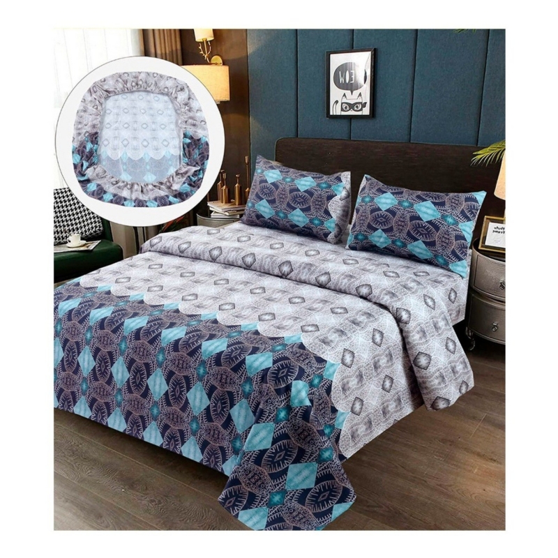 Juego De Sábanas 100% Algodón Premium 2.0 Con Asientos (tamaño Queen), Color Blanco Y Azul - Venta Internacional.