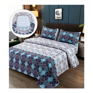Foto 1 | Juego De Sábanas 100% Algodón Premium 2.0 Con Asientos (tamaño Queen), Color Blanco Y Azul - Venta Internacional.