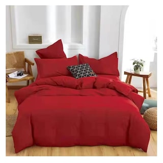 Foto 1 | Juego De Sábanas Para 2 Asientos Y Fundas De Almohada, Color Rojo, 50% Algodón, 50% Poliéster - Venta Internacional.