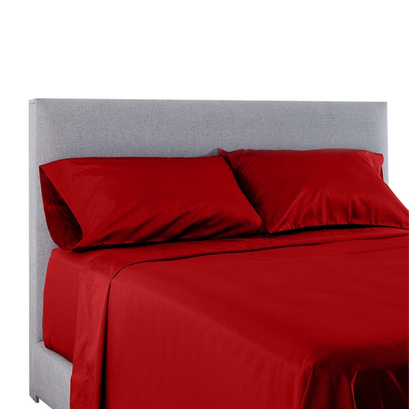Juego De Sábanas Lisa 1.5 Square+funda Burdeos 100% Poliéster - Venta Internacional.