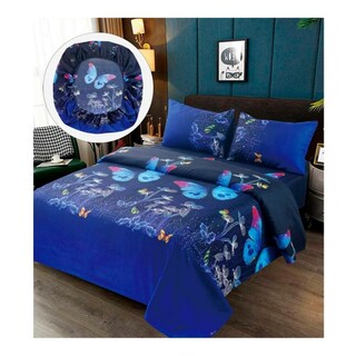 Foto 1 | Juego De Sábanas 100% Algodón Tamaño Queen Con Estampado De Mariposas - Venta Internacional.
