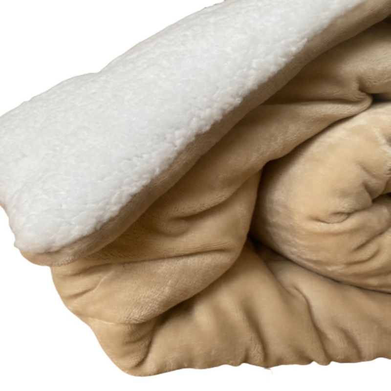 Manta Sherpa De 1,5 Plazas, Color Beige, Plisado, Chiporro, Con Fundas De Almohada - Venta Internacional.