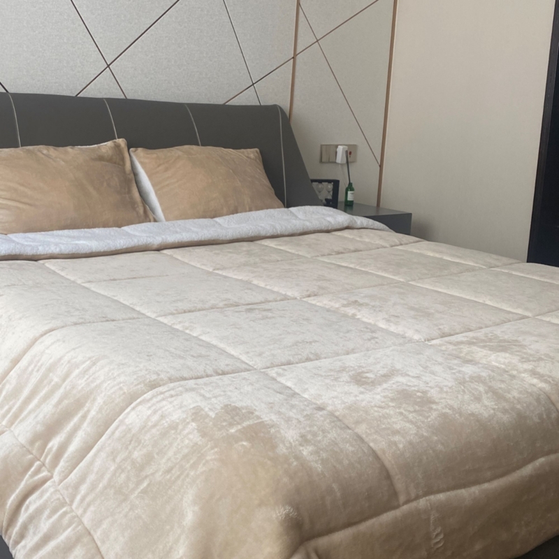 Foto 2 | Manta Sherpa De 1,5 Plazas, Color Beige, Plisado, Chiporro, Con Fundas De Almohada - Venta Internacional.