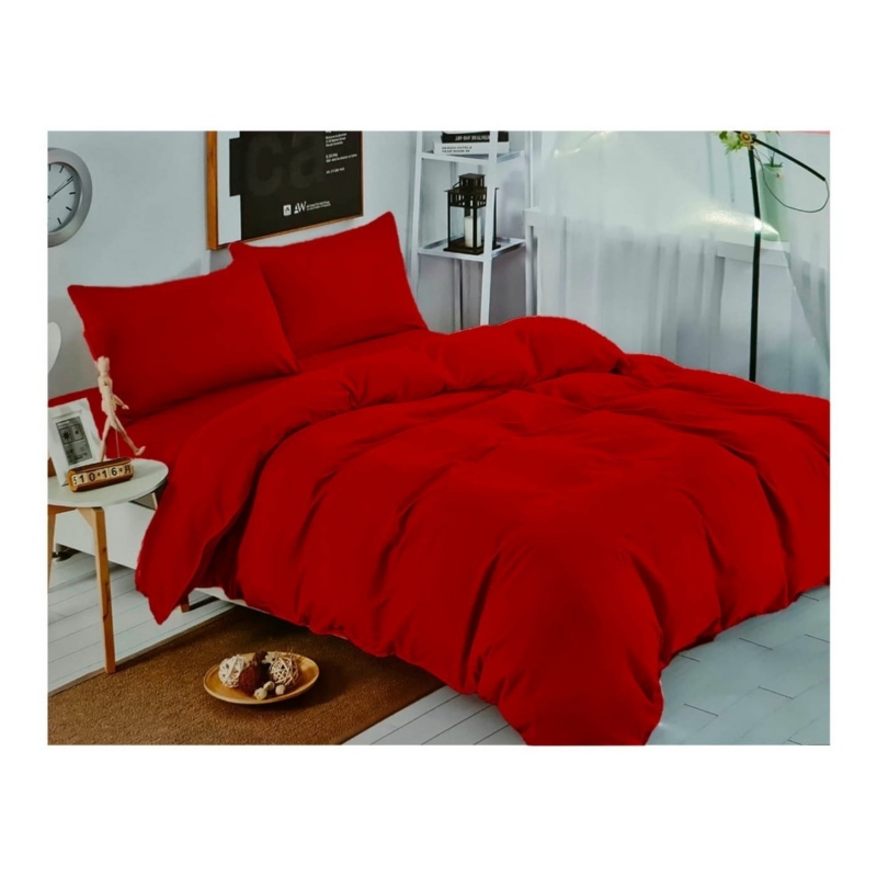 Juego De Sábanas Unicolor Burdeo De 1,5 Plazas, 144 Hilos - Venta Internacional.