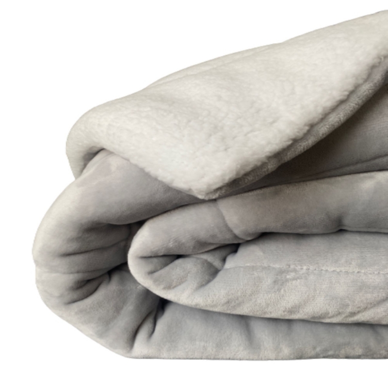 Colcha Sherpa Chipror, 1 1/2, Gris, 160 X 230 Cm, Más Almohada - Venta Internacional.