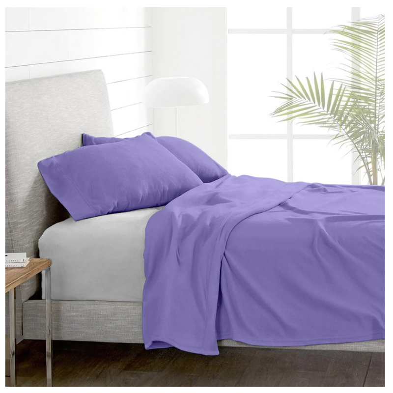Juego De Sábanas Polar De 1.5 Asientos, Color Lila, Poliéster De Calidad Cálida - Venta Internacional.