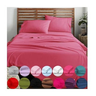 Foto 1 | Juego De Sábanas Okaeri De 200 Hilos, 4 Piezas, Rosa, 2 Asientos - Venta Internacional.