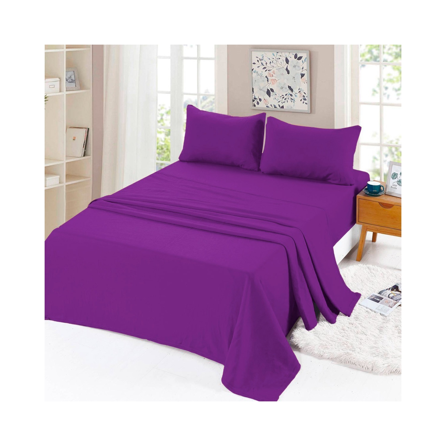 Juego de Sábanas De Forro Polar Queen color Morado - Venta Internacional