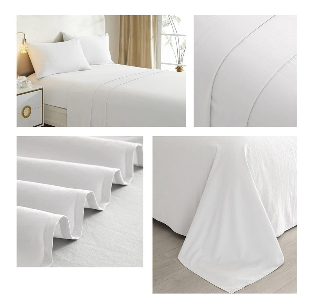 Foto 2 | Juego De Sábanas Blancas Lisas Queen Size De 144 Hilos - Venta Internacional