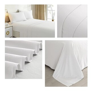 Foto 2 | Juego De Sábanas Blancas Lisas Queen Size De 144 Hilos - Venta Internacional