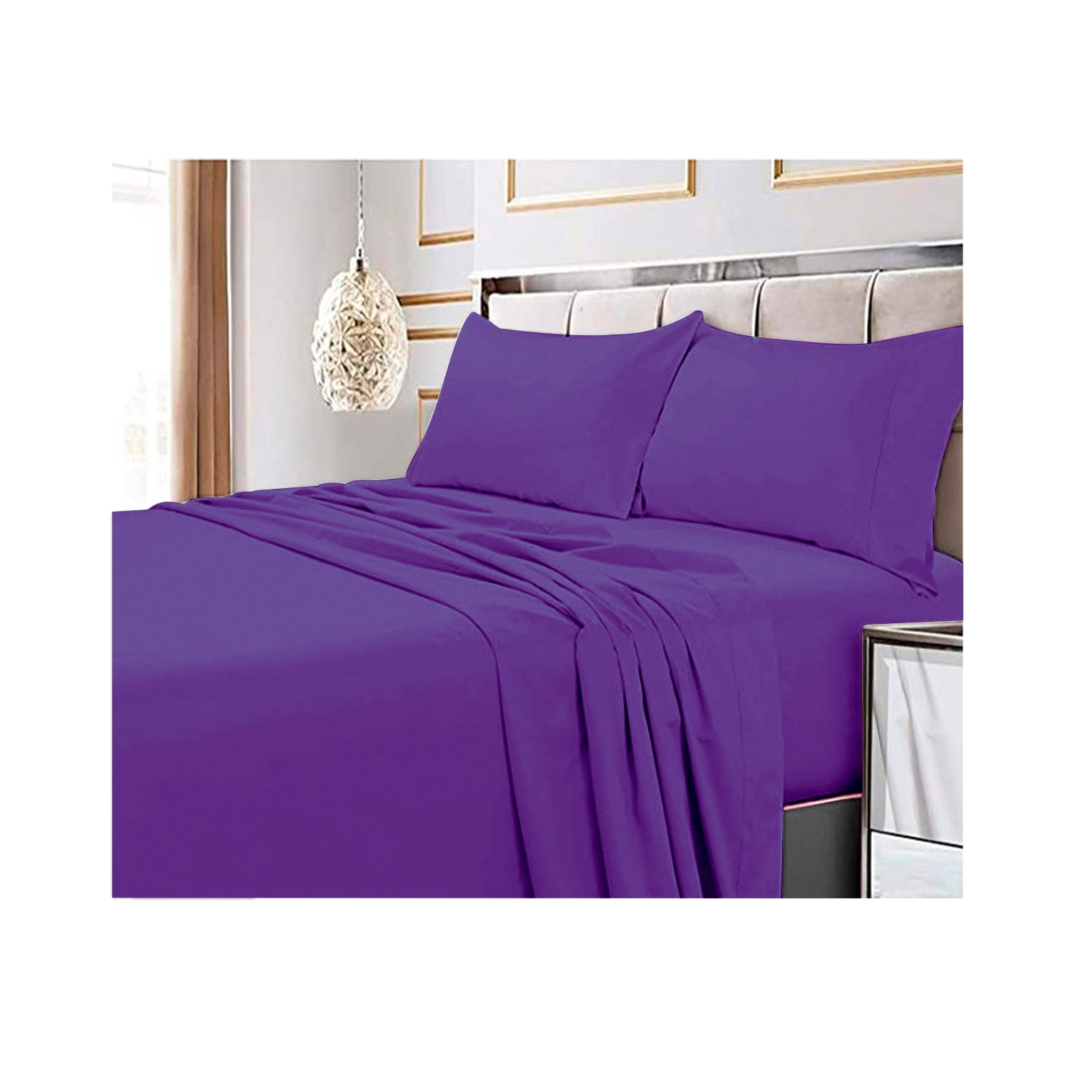 Foto 1 | Juego de Sábanas Moradas De 2.0 Cuadrados Queen Size 144 Hilos - Venta Internacional