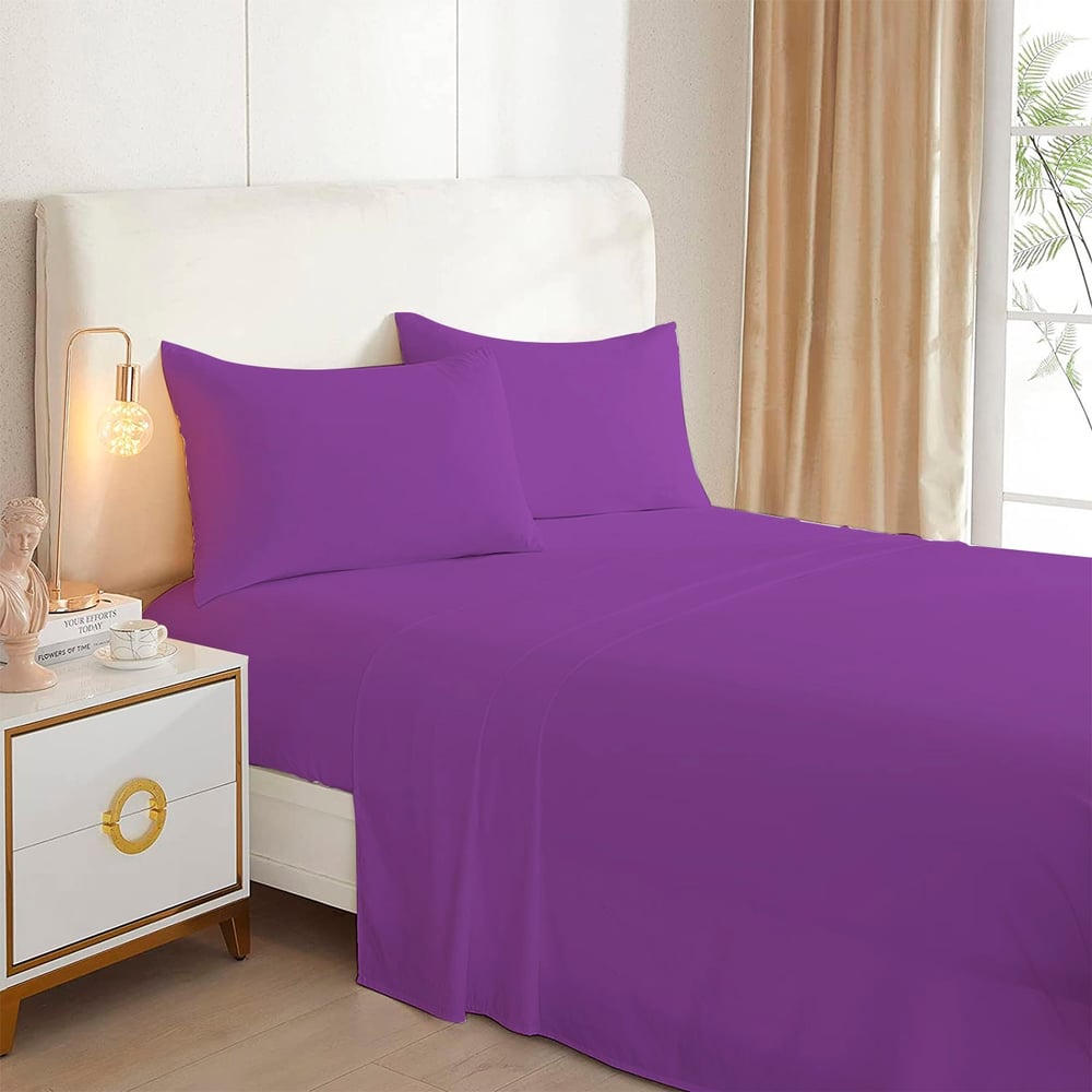 Juego de Sábanas Moradas para Cama Queen de 144 Hilos