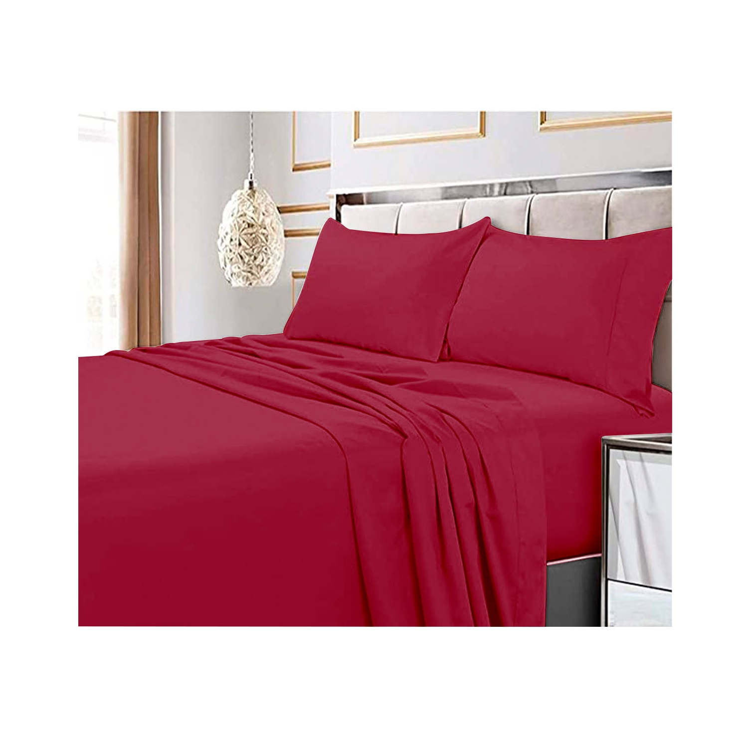 Juego de Sábanas Burgundy 2.0 Cuadrados Queen Size 144 Hilos