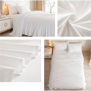 Foto 2 | Juego de Sábanas Blancas Tamaño Queen Size de 144 Hilos - Venta Internacional