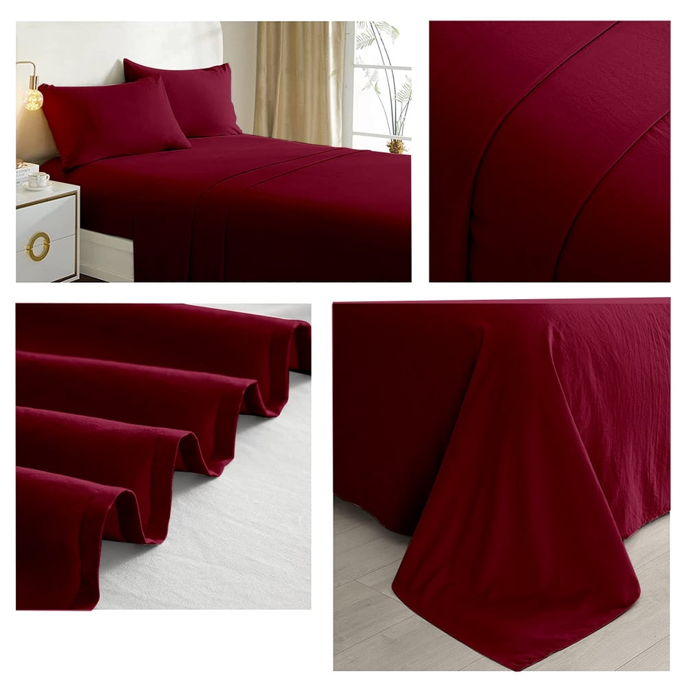 Foto 2 | Juego de sábanas burdeos King size de 144 hilos - Venta internacional