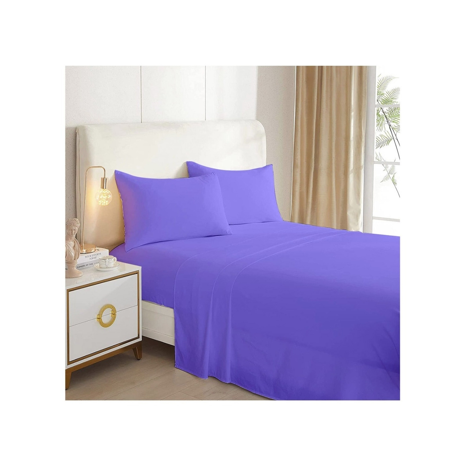 Juego de Sábanas Lilas Queen con 2 Fundas 144 Hilos - Venta Internacional