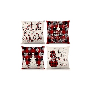 Foto 1 | Juego De Fundas De Almohada Navideñas De Lino Y Algodón De 45 X 45 Cm 4 Piezas - Venta Internacional