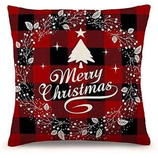 Foto 4 | Juego De Fundas De Almohada Navideñas De Lino Y Algodón De 45 X 45 Cm 4 Piezas - Venta Internacional