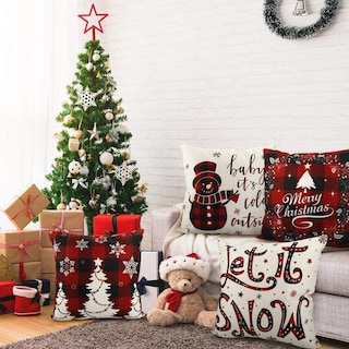Foto 7 | Juego De Fundas De Almohada Navideñas De Lino Y Algodón De 45 X 45 Cm 4 Piezas - Venta Internacional