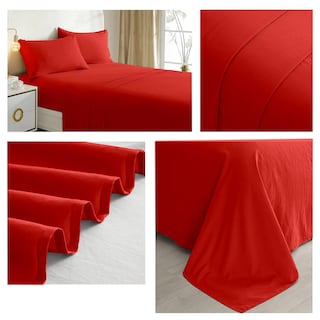 Foto 2 | Juego de Sábanas Rojas King Size 144 Hilos - Venta Internacional