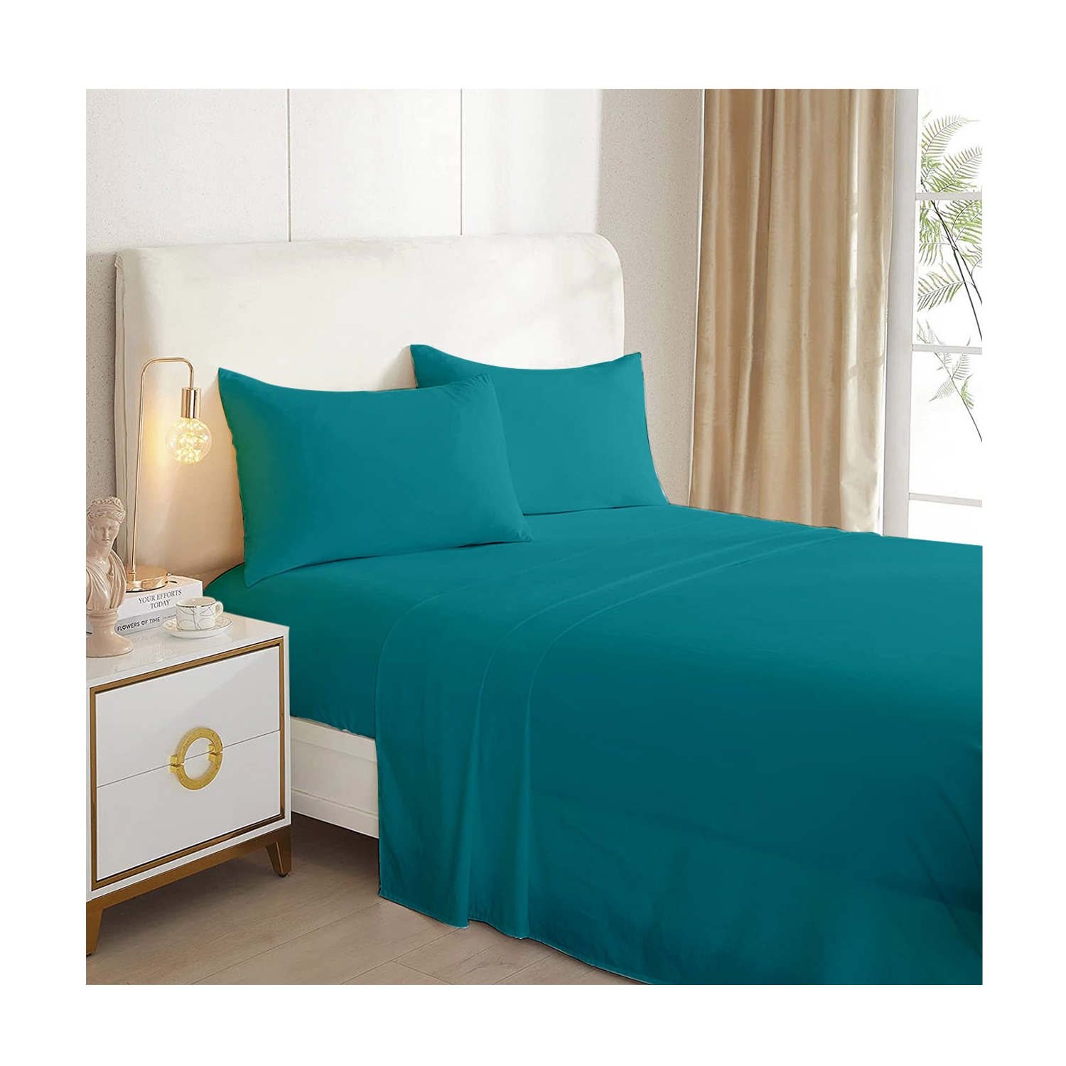 Foto 1 | Juego De Sábanas color Turquesa Tamaño Queen Size de 144 Hilos - Venta Internacional