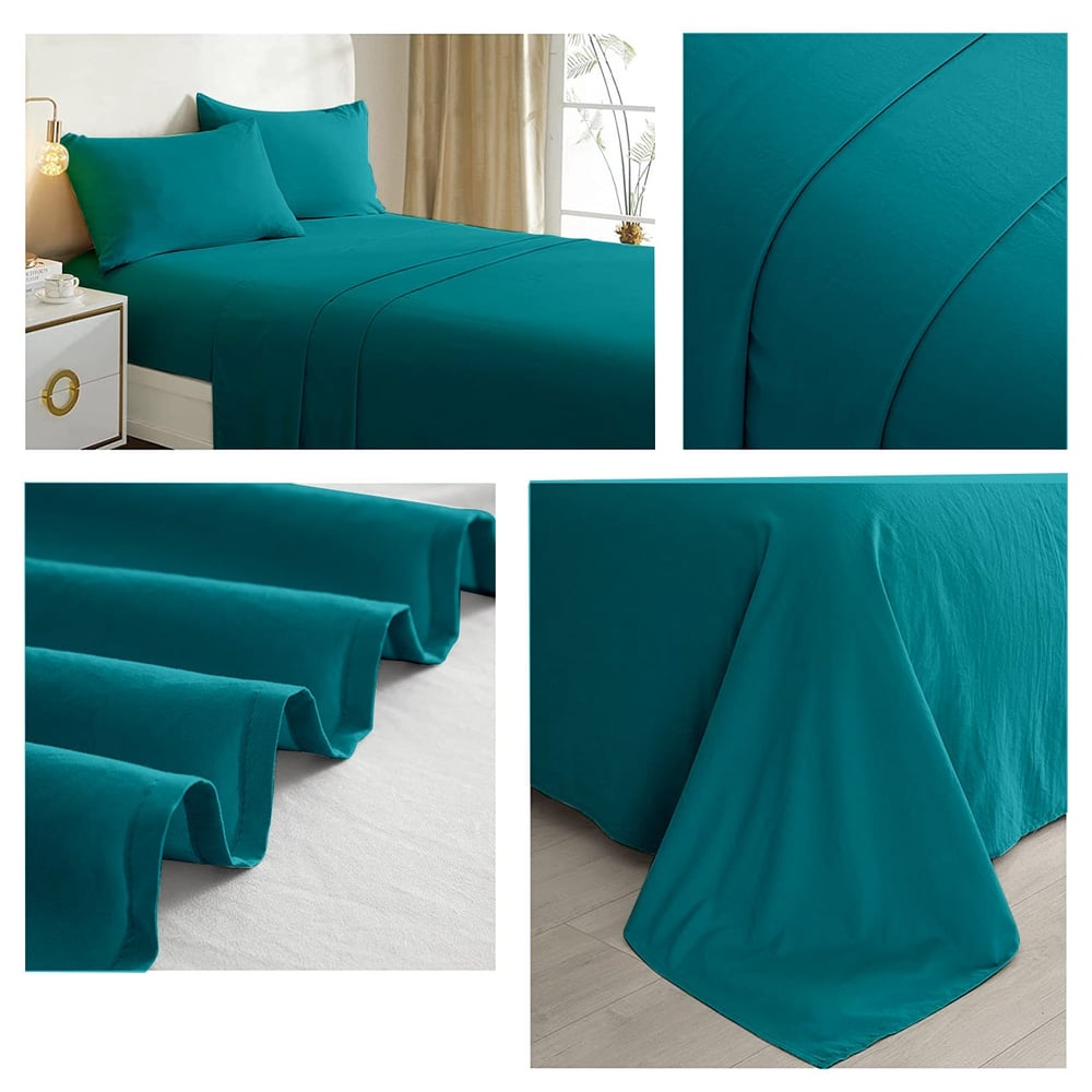 Foto 2 | Juego De Sábanas color Turquesa Tamaño Queen Size de 144 Hilos - Venta Internacional