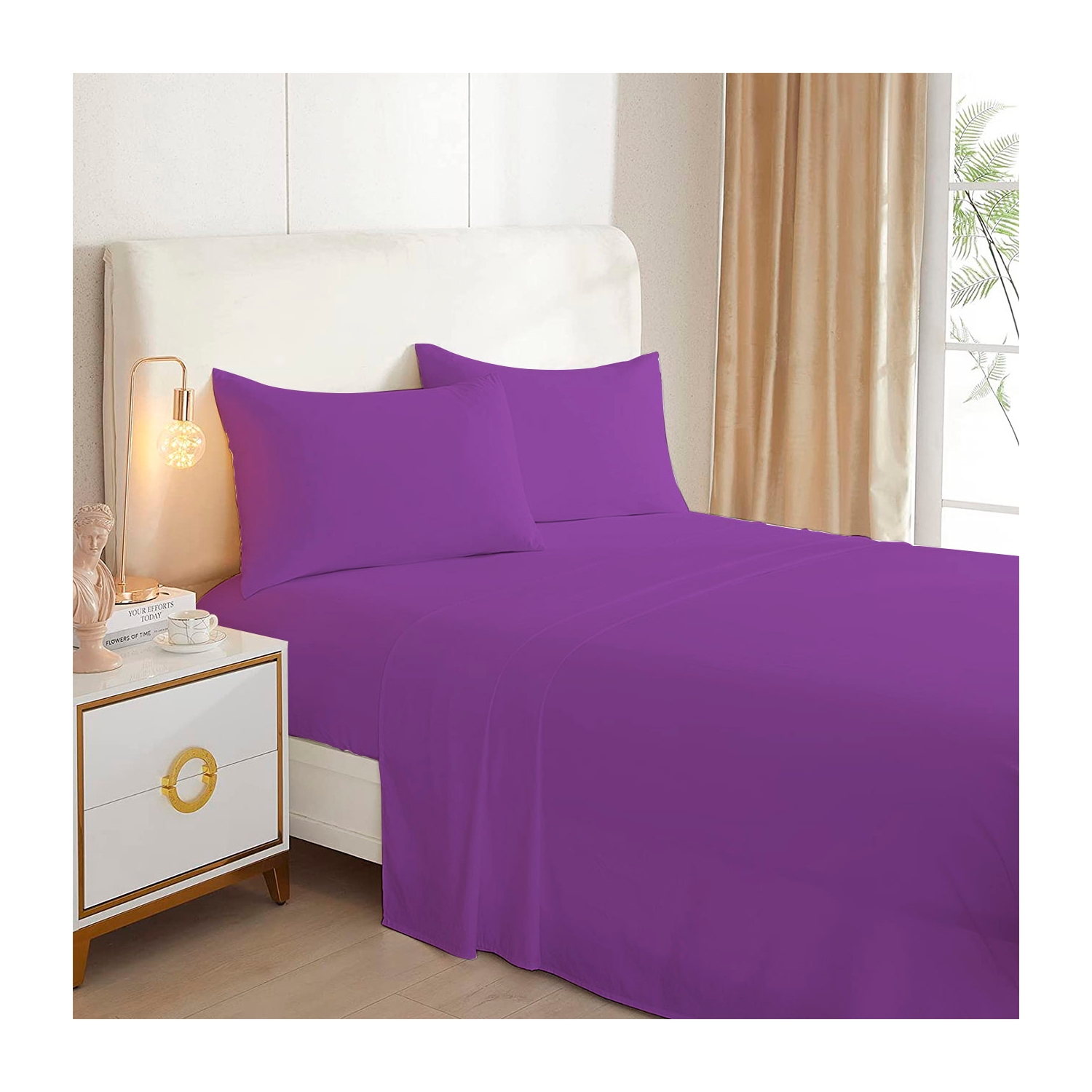 Foto 1 | Juego De Sábanas Moradas Para 2 Plazas Queen Size  - Venta Internacional