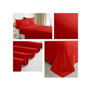 Foto 2 | Juego De Sábanas Rojas King Size 144 Hilos - Venta Internacional