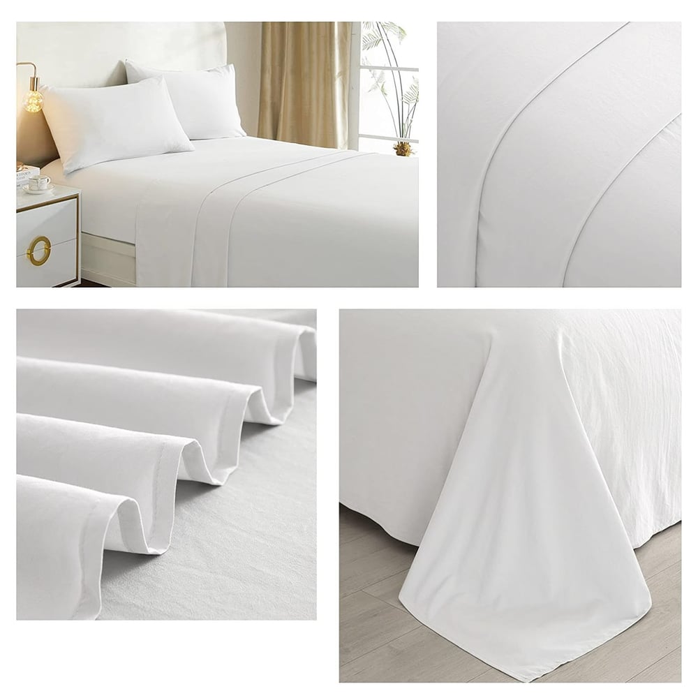 Foto 2 | Juego de Sábanas Blancas Lisas De 2.0 Cuadrados Queen Size De 144 Hilos - Venta Internacional
