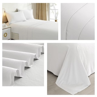 Foto 2 | Juego de Sábanas Blancas Lisas De 2.0 Cuadrados Queen Size De 144 Hilos - Venta Internacional