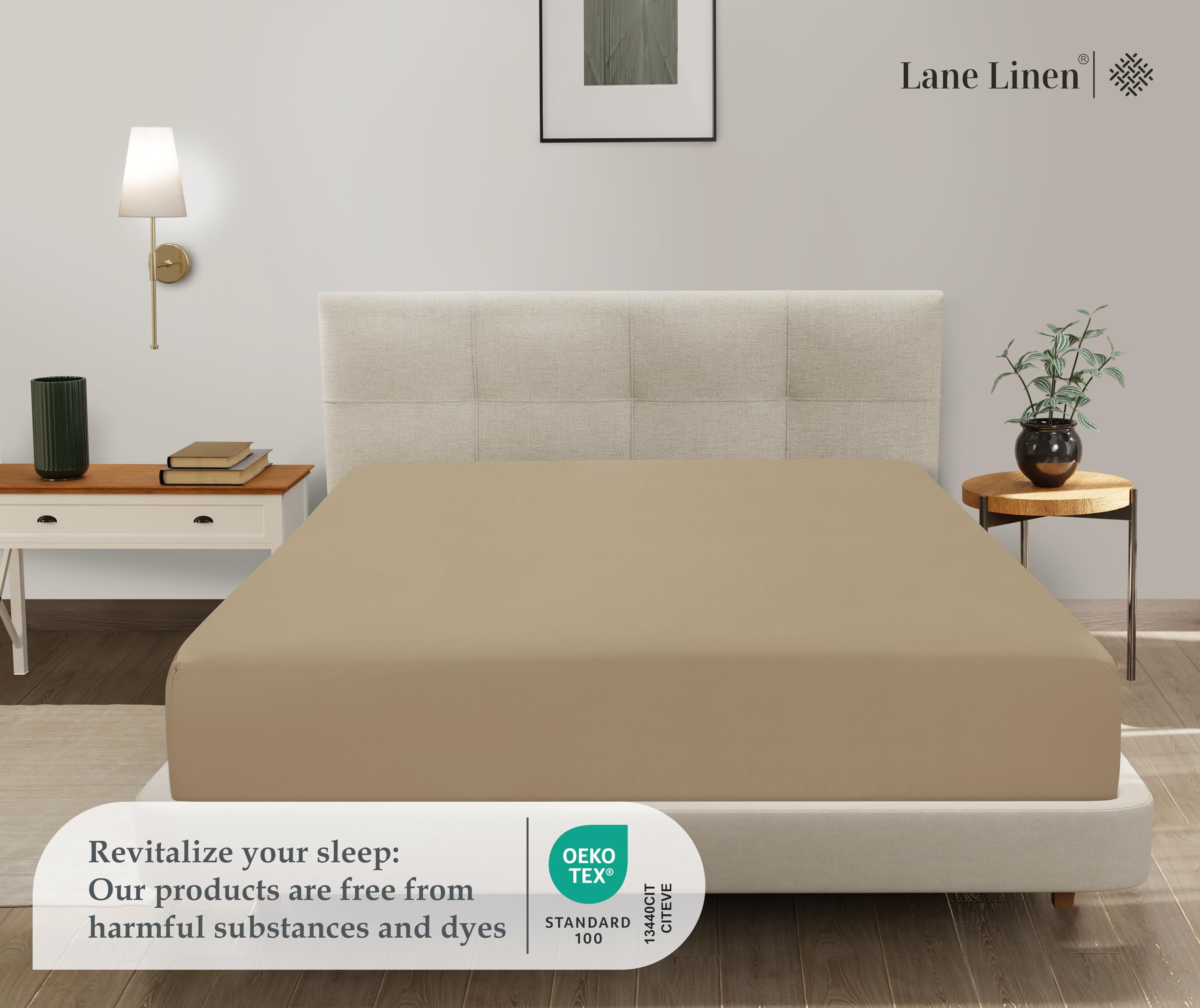 Foto 3 pulgar | Sábana Bajera Ajustable Lane Linen Lane Linen, Doble, Elástica En 4 Direcciones - Venta Internacional.