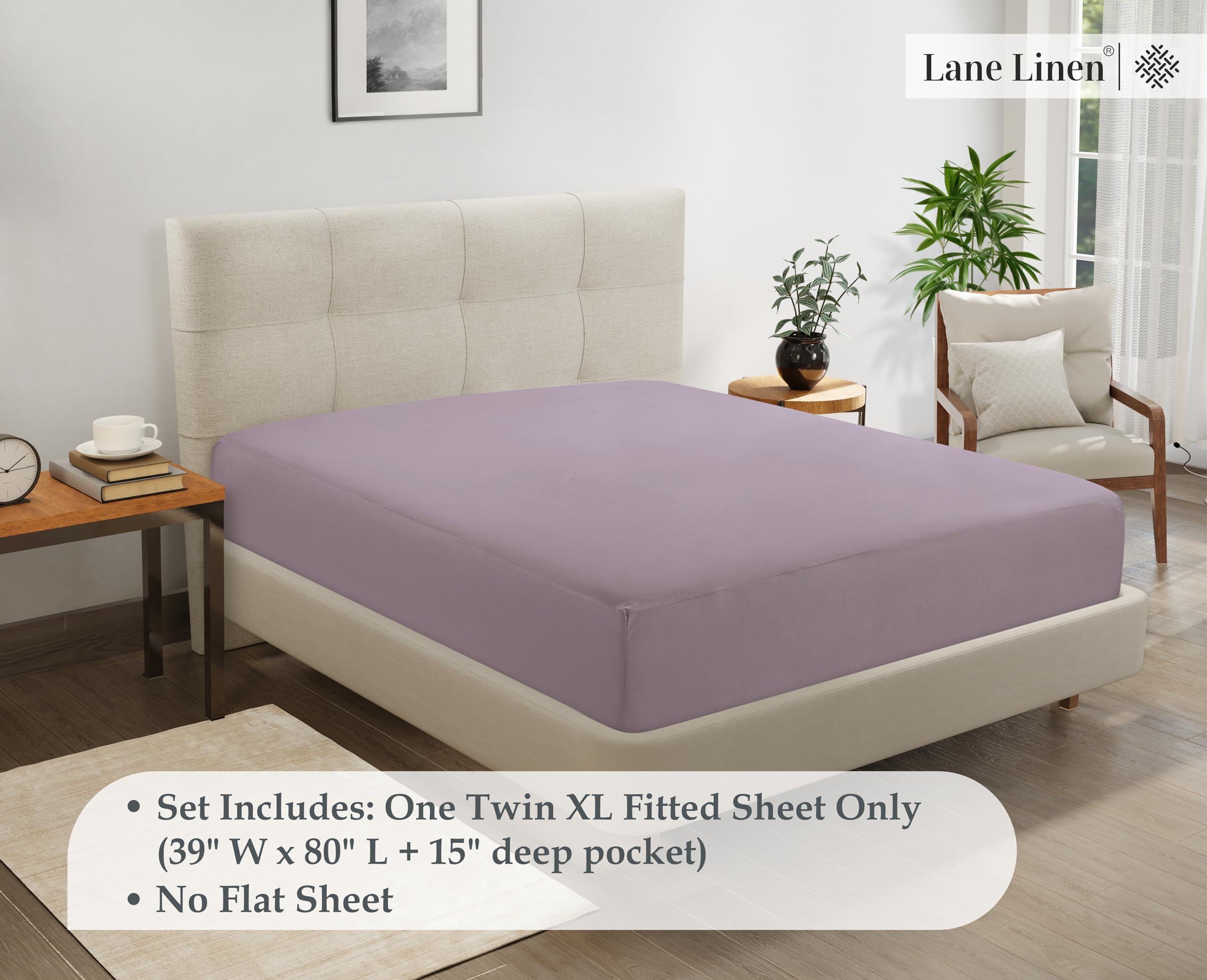 Foto 7 | Sábana Bajera Ajustable Lane Linen Twin Xl, Microfibra, Color Lila - Venta Internacional.