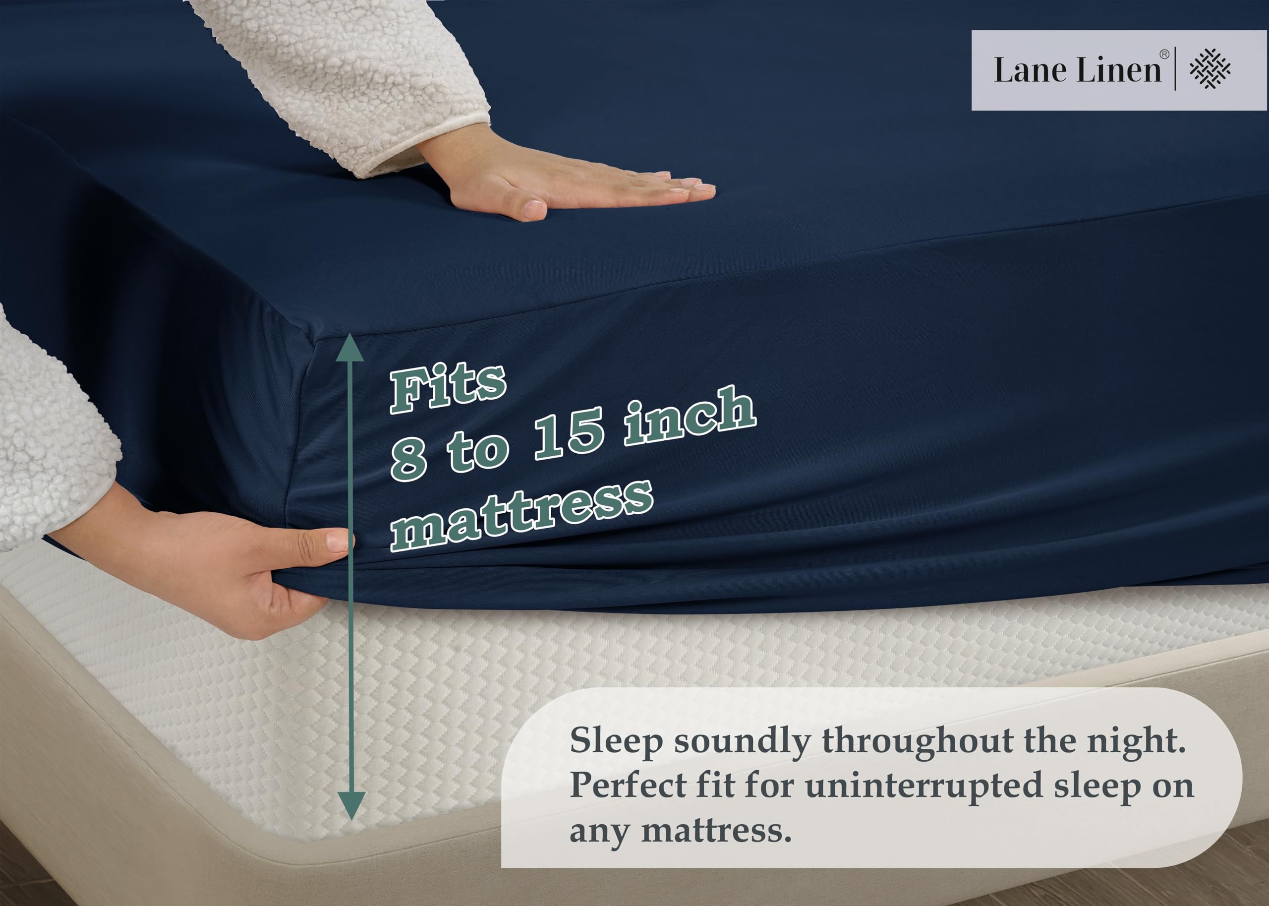 Foto 4 pulgar | Sábana Bajera Lane Linen Lane Linen Queen Navy De Microfibra - Venta Internacional.