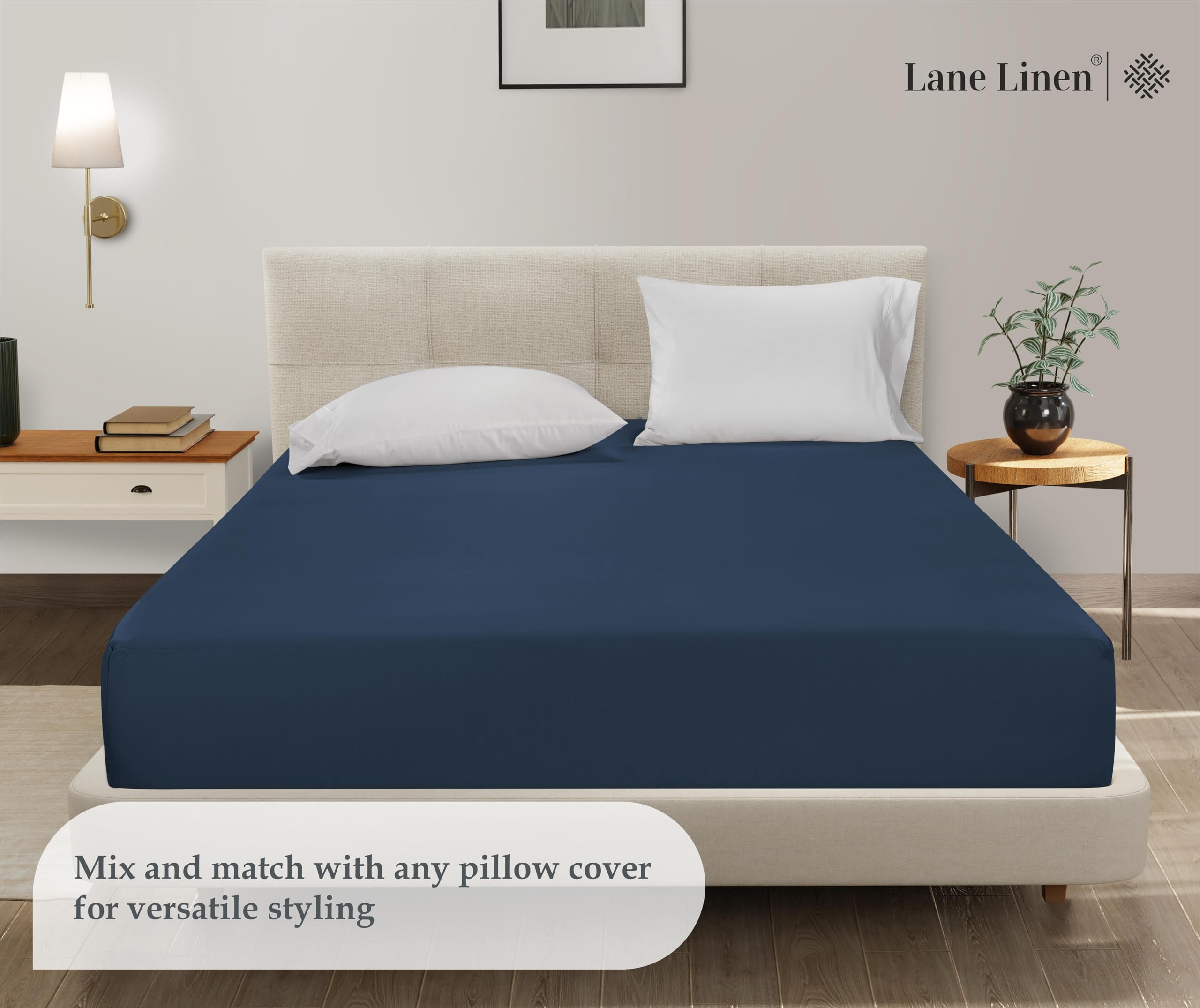 Foto 6 pulgar | Sábana Bajera Lane Linen Lane Linen Queen Navy De Microfibra - Venta Internacional.