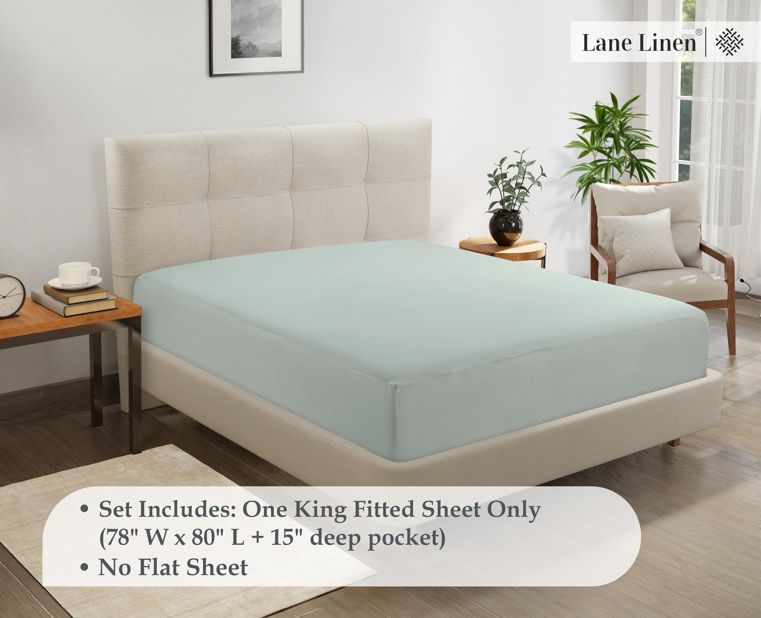 Foto 7 | Sábana Bajera Lane Linen Lane Linen King De Microfibra Mineral - Venta Internacional.