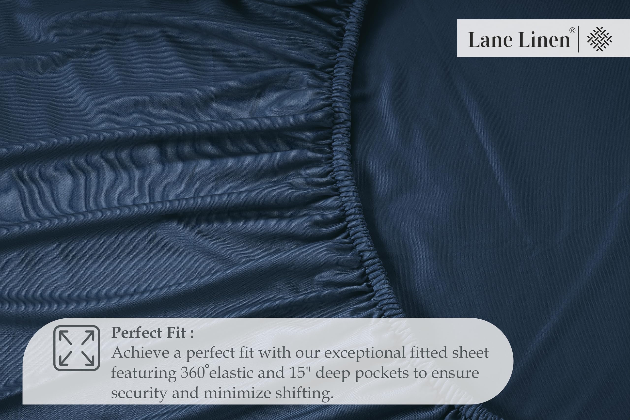 Foto 4 | Sábana Bajera Ajustable Lane Linen Estate De Microfibra Azul, Tamaño Completo - Venta Internacional.