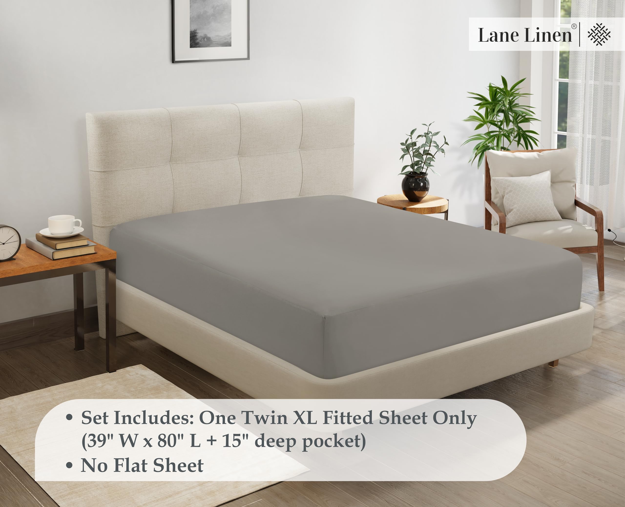 Foto 7 | Sábana Bajera Ajustable Lane Linen London Fog Microfiber Twin Xl - Venta Internacional.