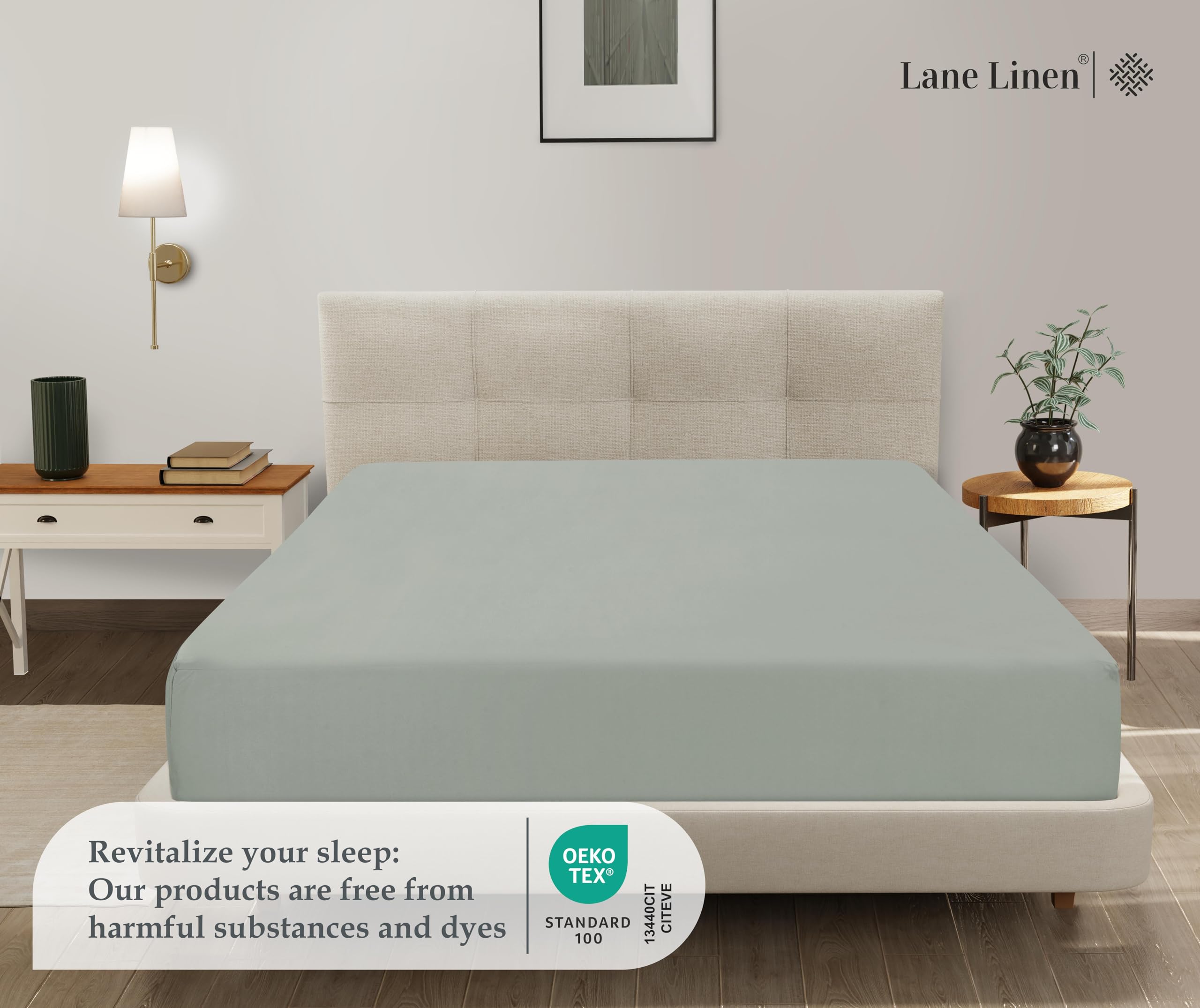 Foto 2 | Sábana Bajera Lane Linen Lane Linen De Microfibra Totalmente Mineral - Venta Internacional.