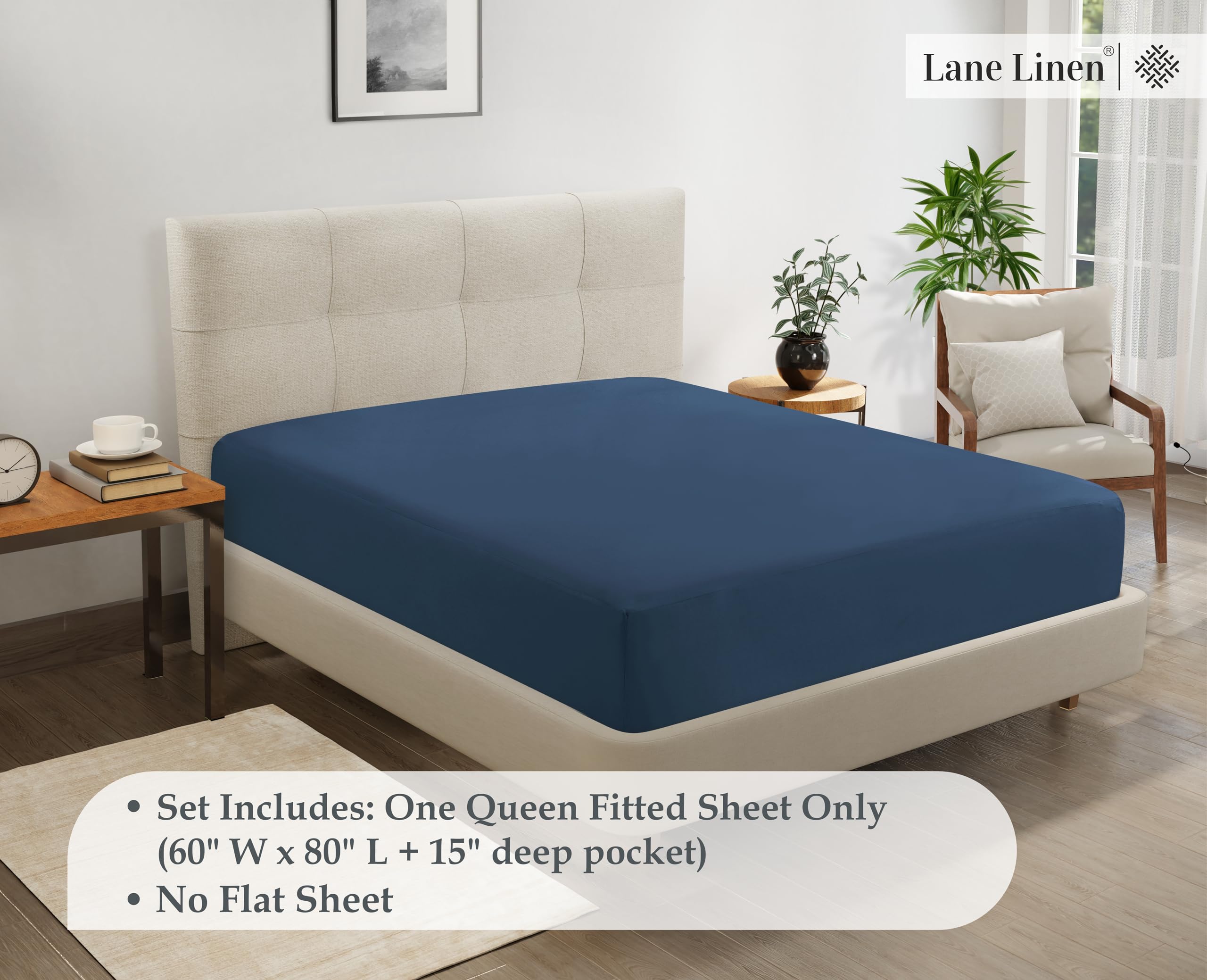 Foto 8 pulgar | Sábana Bajera Ajustable Lane Linen Estate De Microfibra Azul Tamaño Queen - Venta Internacional.