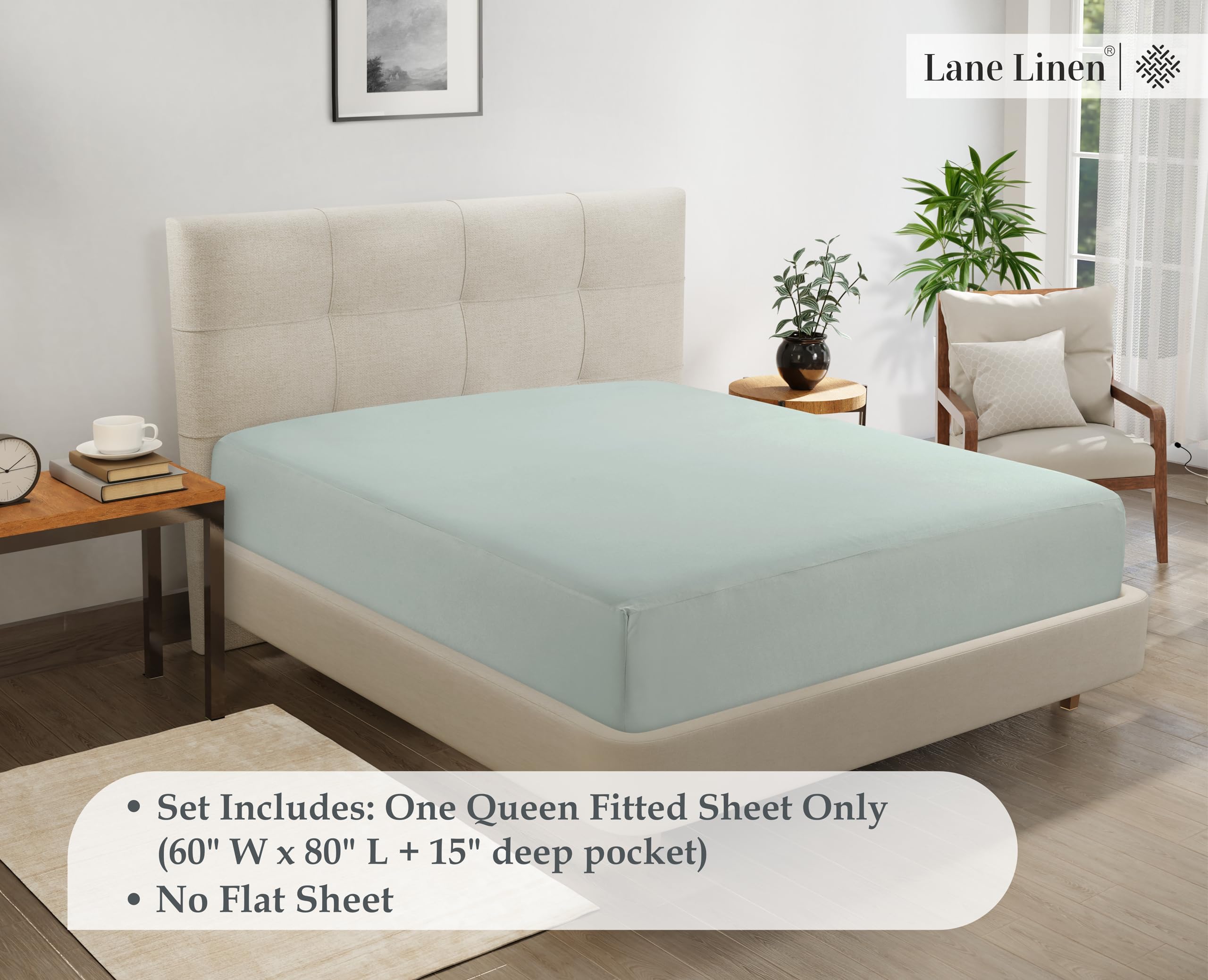 Foto 7 | Sábana Bajera Lane Linen Lane Linen Queen De Microfibra Mineral - Venta Internacional.