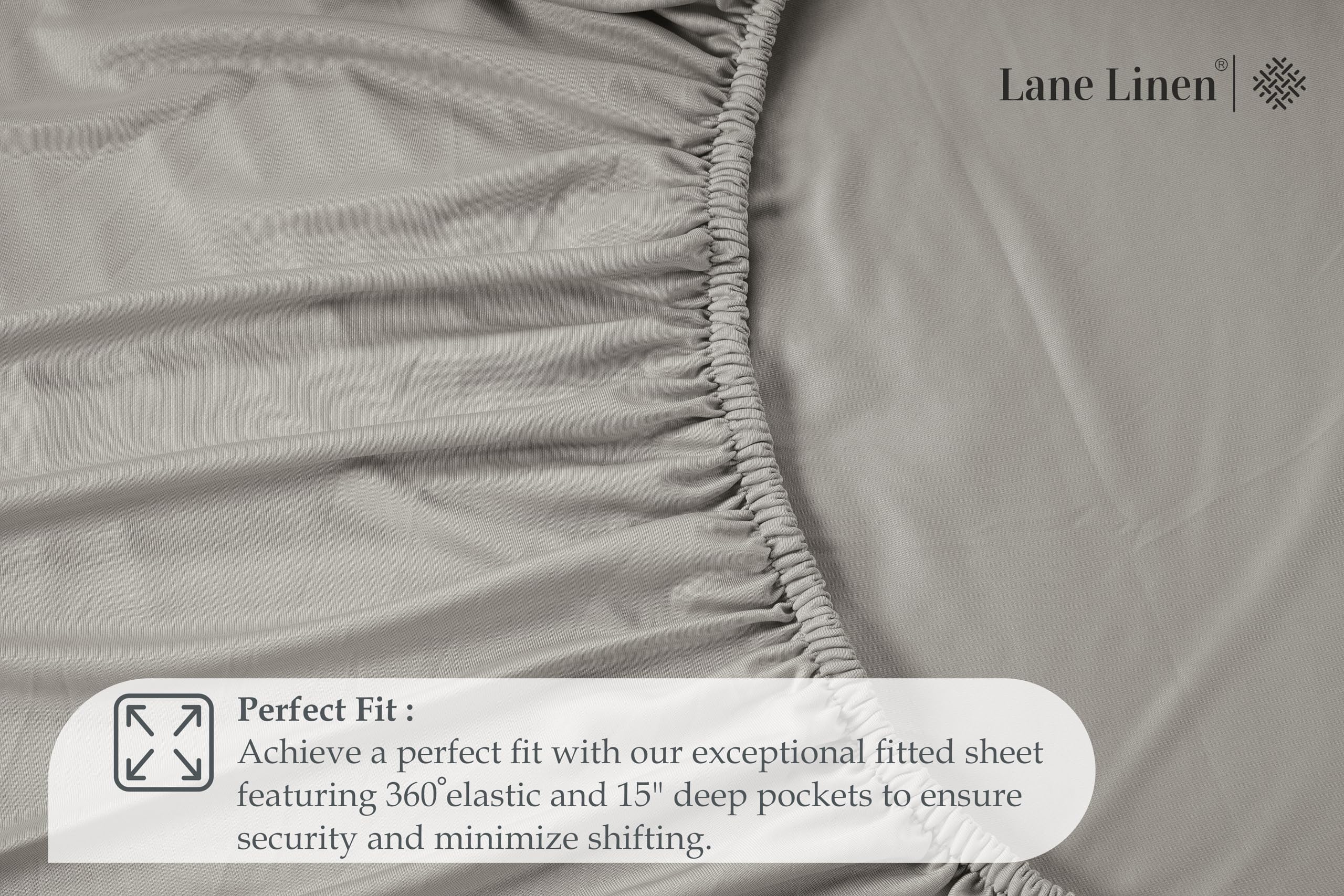Foto 4 | Sábana Bajera Ajustable Lane Linen London Fog Queen, Elástica En 4 Direcciones - Venta Internacional.