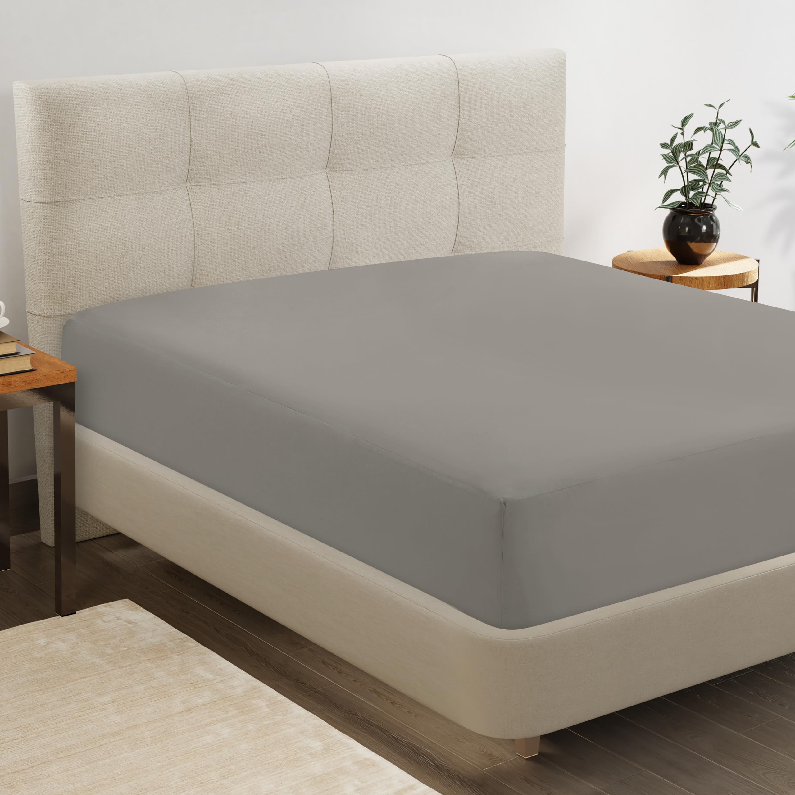 Foto 5 | Sábana Bajera Ajustable Lane Linen London Fog Queen, Elástica En 4 Direcciones - Venta Internacional.