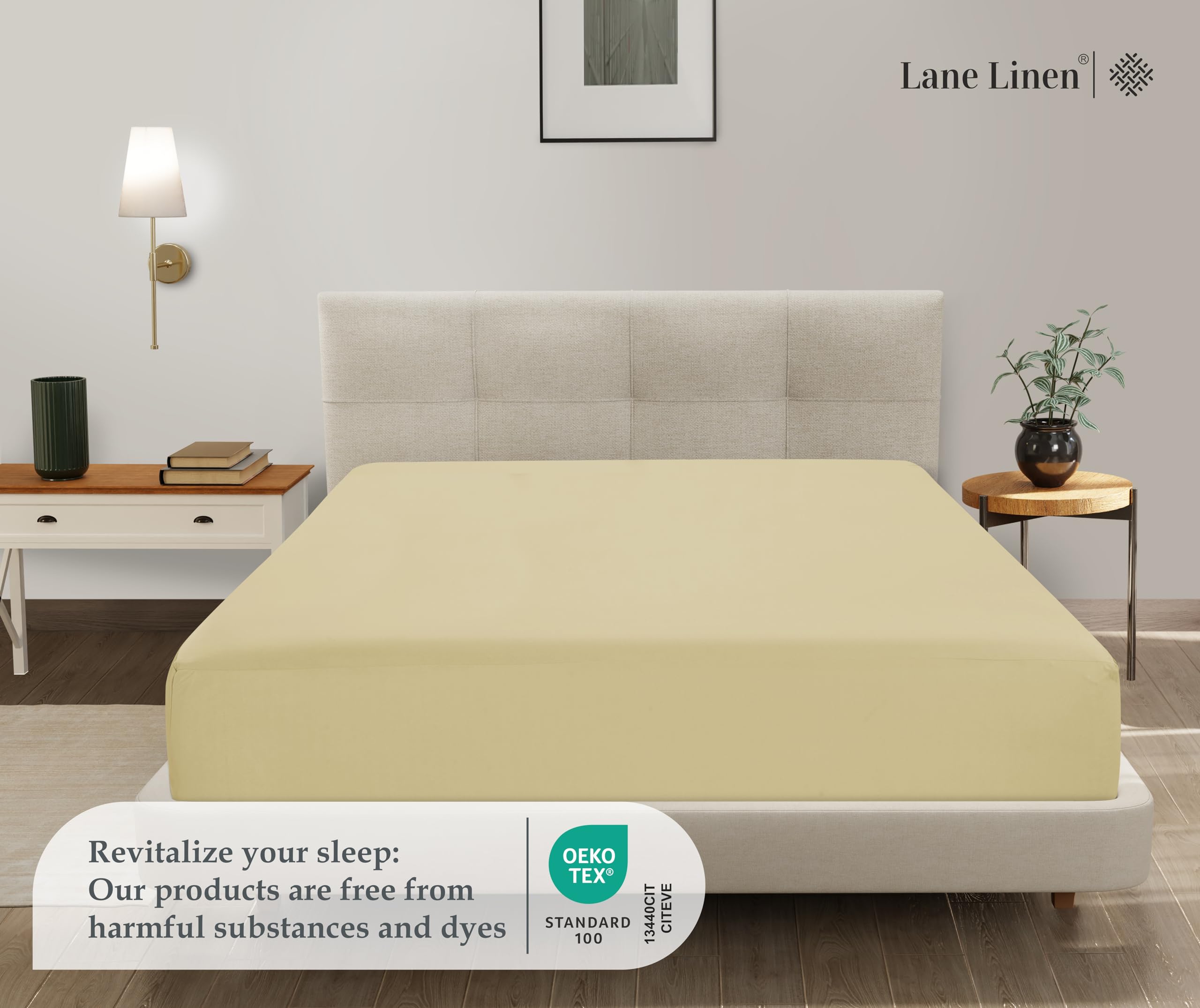 Foto 2 | Sábana Bajera Lane Linen Lane Linen Queen Vanilla De Microfibra - Venta Internacional.