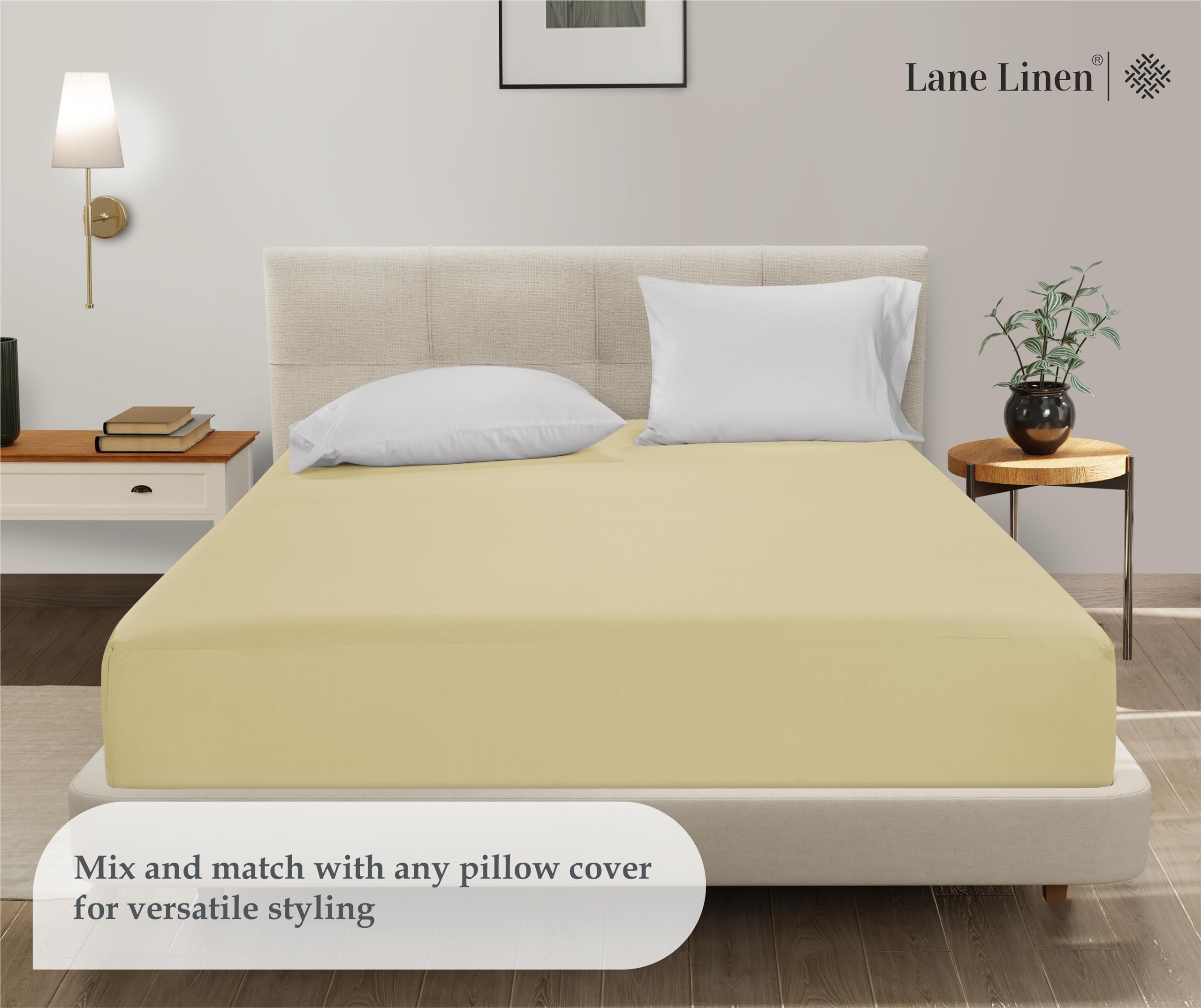 Foto 5 | Sábana Bajera Lane Linen Lane Linen Queen Vanilla De Microfibra - Venta Internacional.