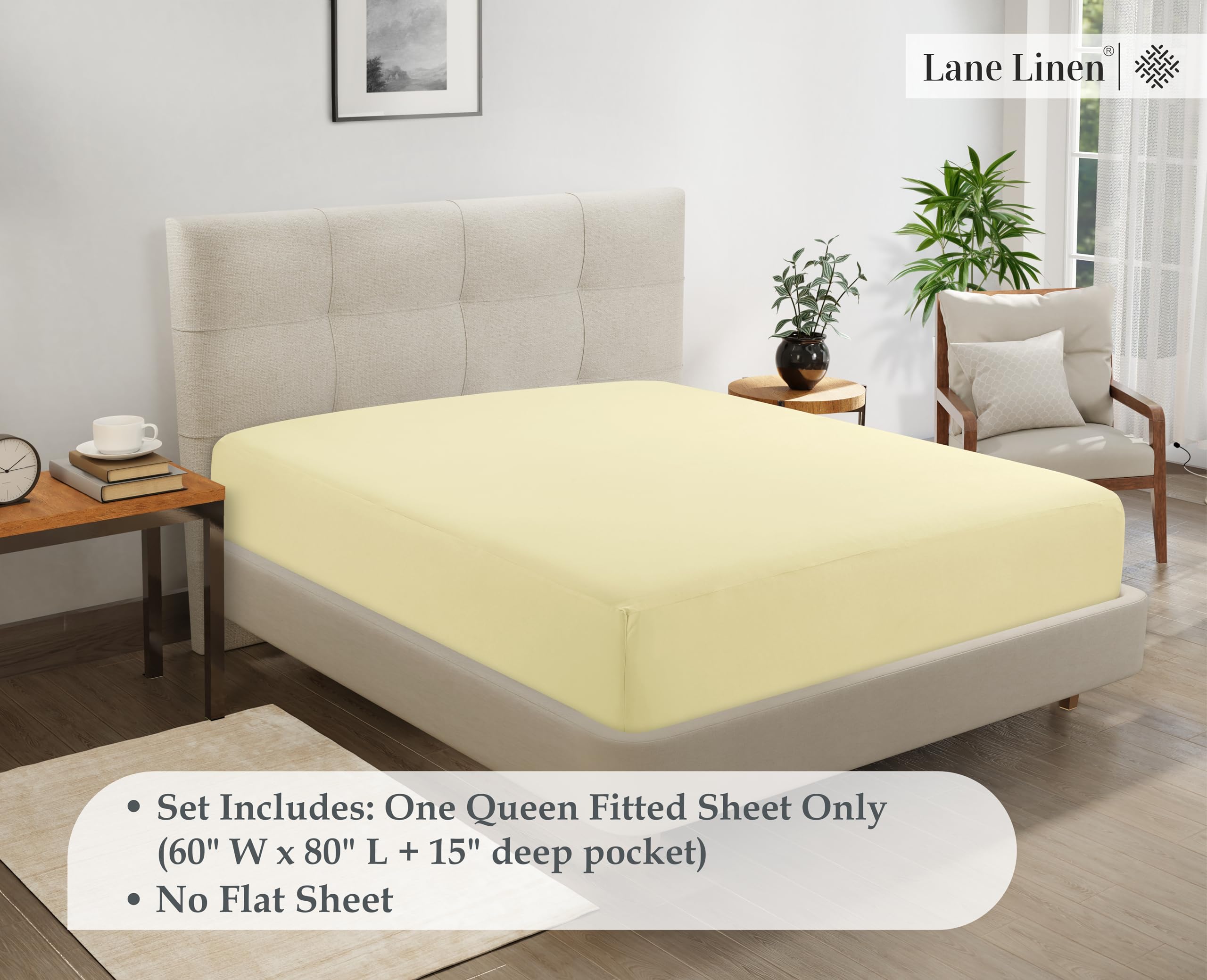Foto 7 | Sábana Bajera Lane Linen Lane Linen Queen Vanilla De Microfibra - Venta Internacional.