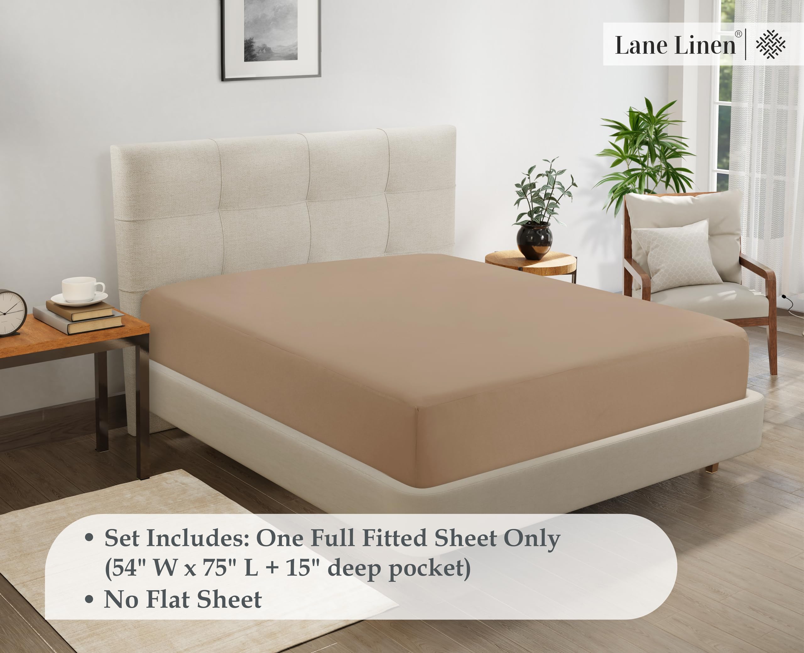 Foto 7 | Sábana Bajera Lane Linen Lane Linen De Microfibra, Color Topo Completo - Venta Internacional.