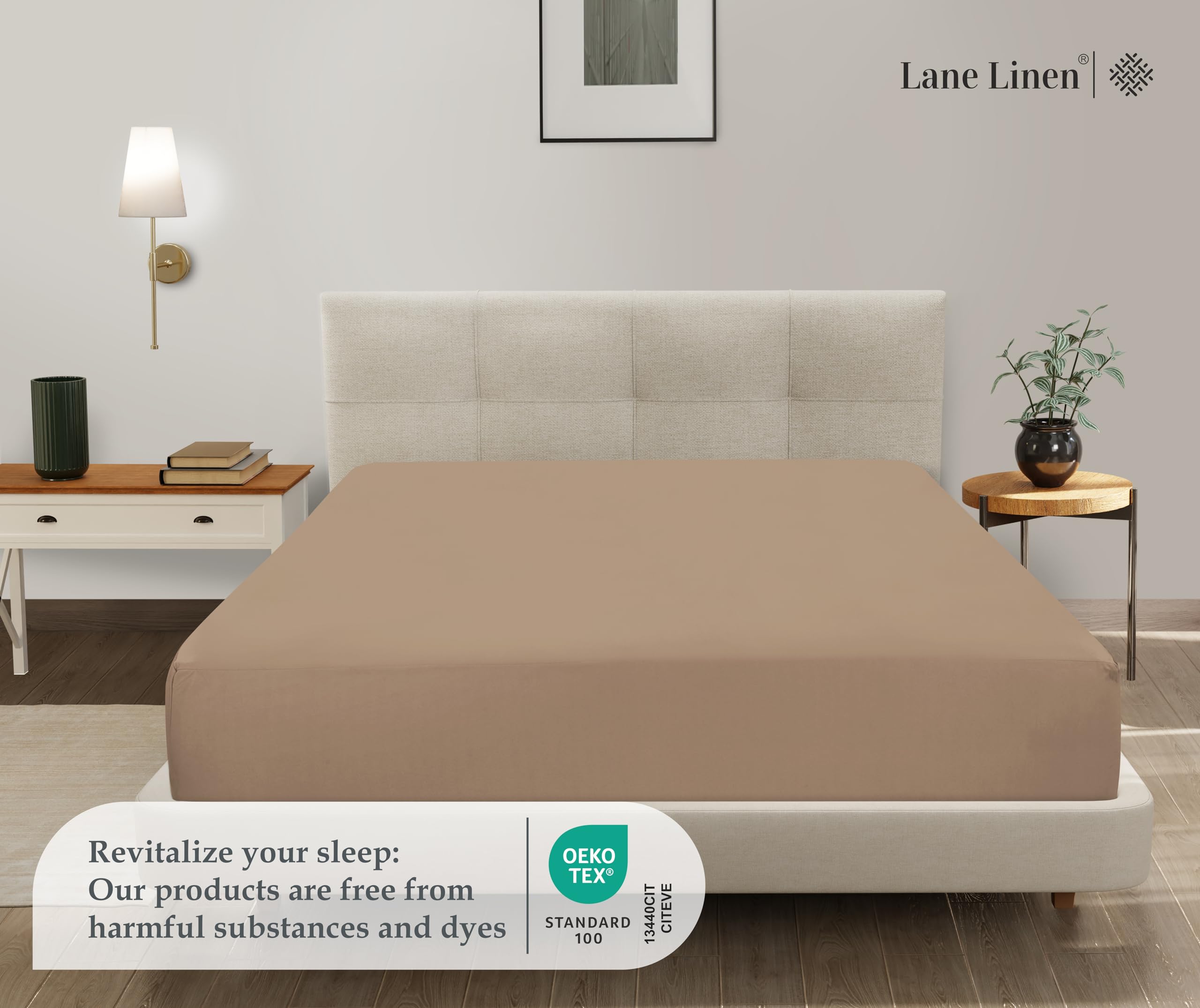 Foto 2 | Sábana Bajera Lane Linen Lane Linen Twin Xl Taupe Microfiber - Venta Internacional.