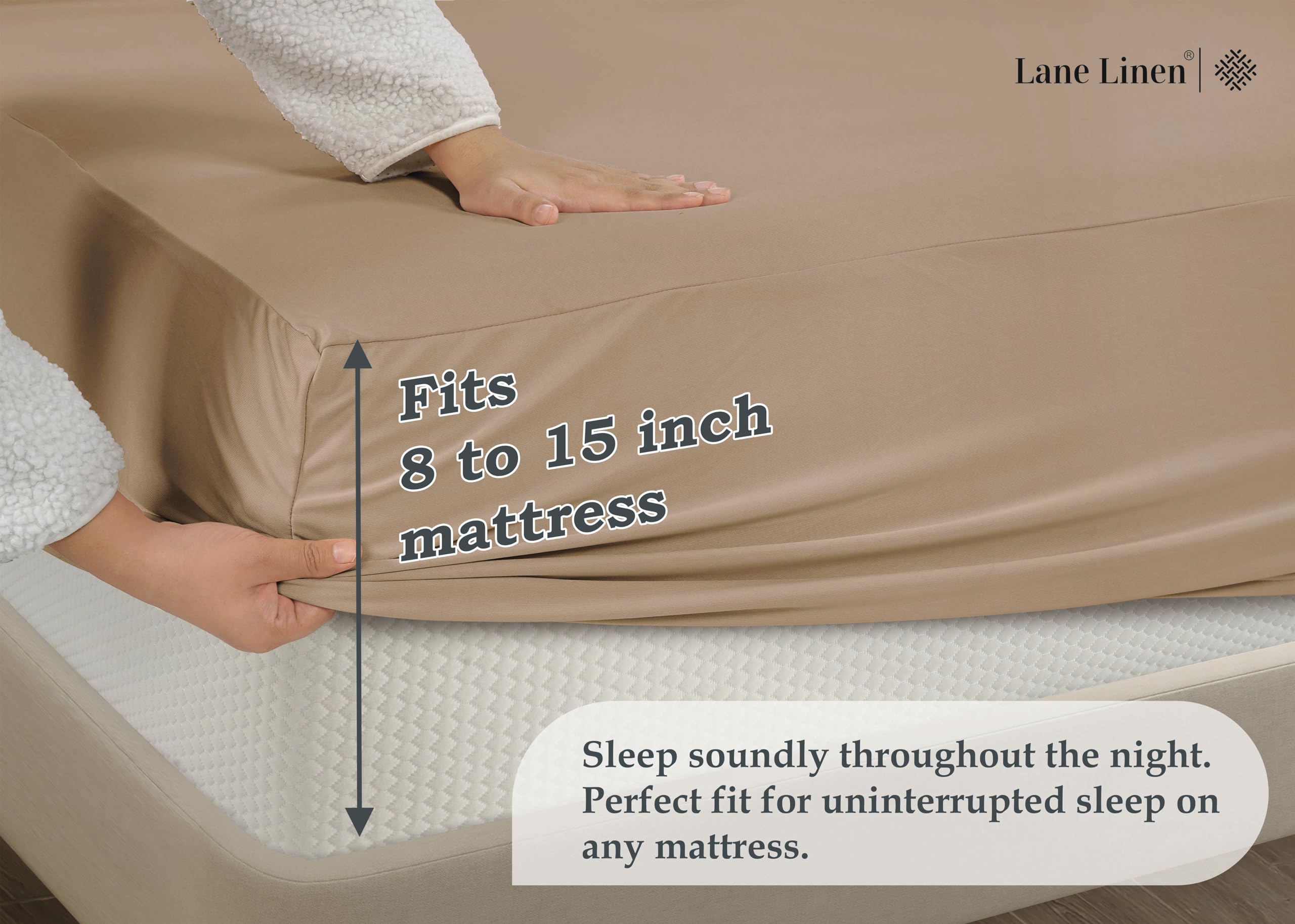 Foto 4 pulgar | Sábana Bajera Lane Linen Lane Linen Twin Xl Taupe Microfiber - Venta Internacional.